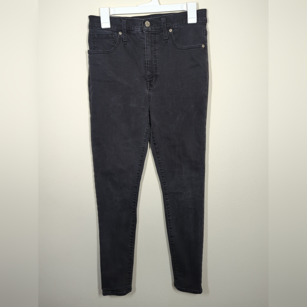 Madewell Womens 11" High-Rise Skinny Jeans Lunar Wash Black Denim Size 29 $128